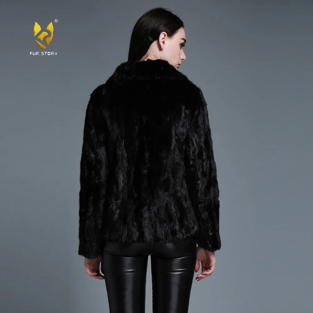 Women's Genuine Mink Fur Coat Women Cost-effective lapel Jacket 15136