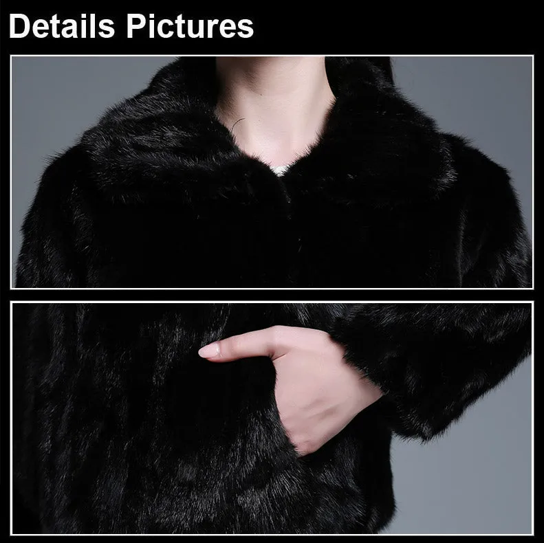 Women's Genuine Mink Fur Coat Women Cost-effective lapel Jacket 15136