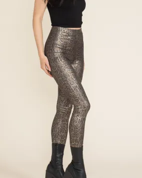 Women's Metallic Leggings | Bronze Python