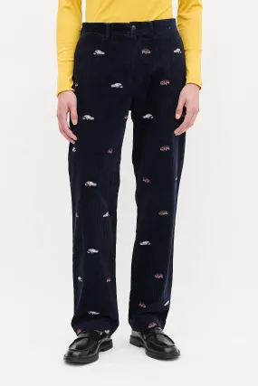 X Polo Navy Corduroy Embroidered Pant