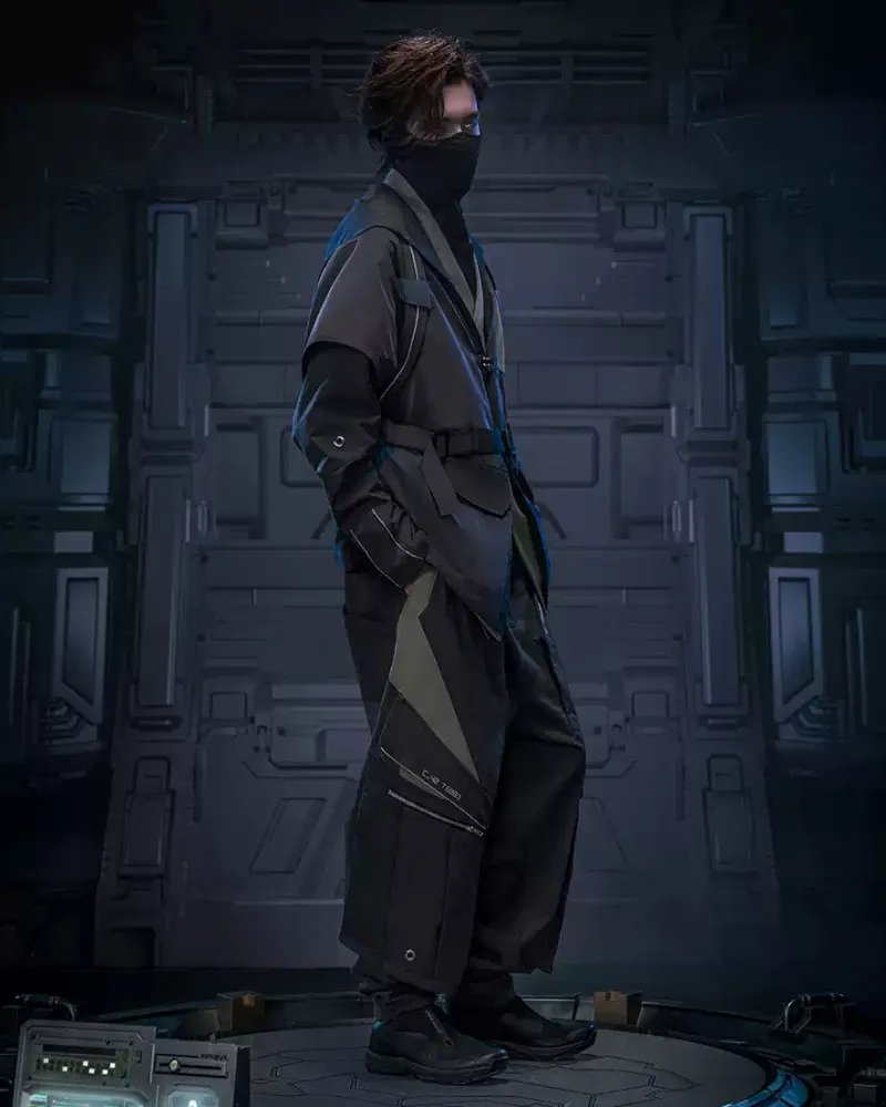 XIPHEVIL Cyberpunk Outfits Blade Shadow Diagonal Lapel Coat