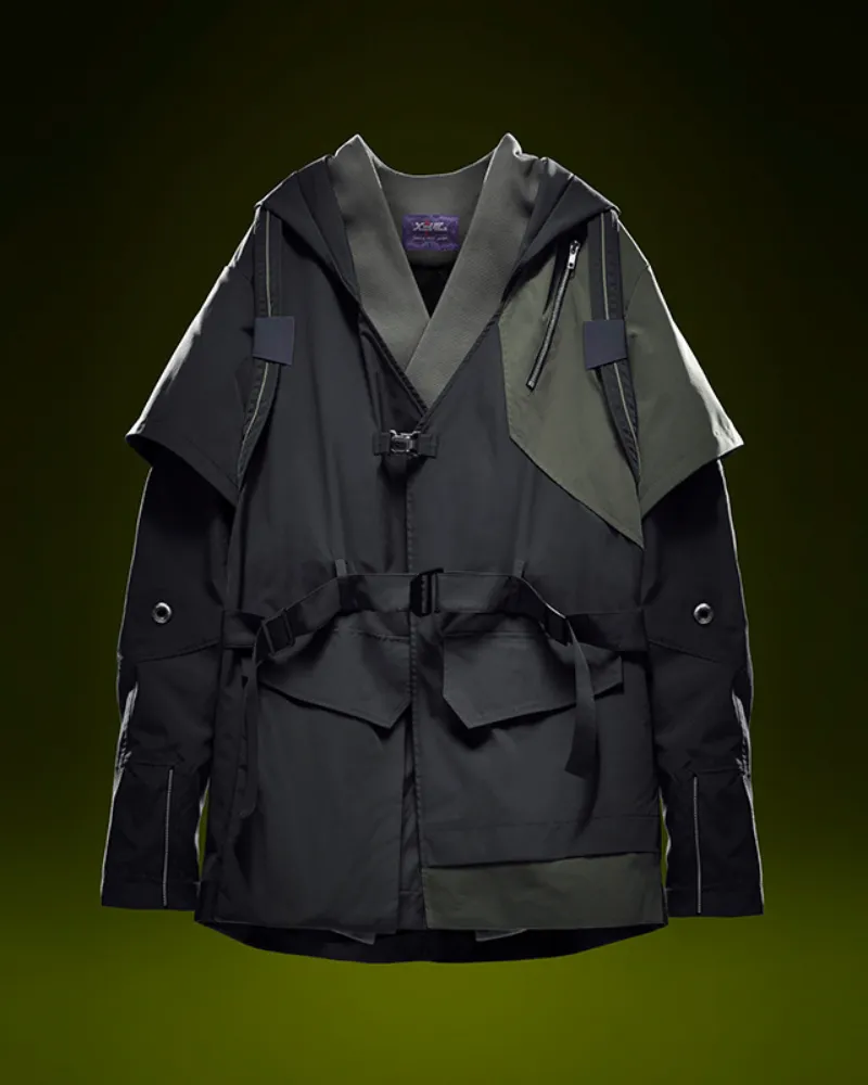 XIPHEVIL Cyberpunk Outfits Blade Shadow Diagonal Lapel Coat