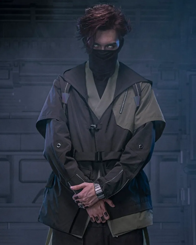 XIPHEVIL Cyberpunk Outfits Blade Shadow Diagonal Lapel Coat